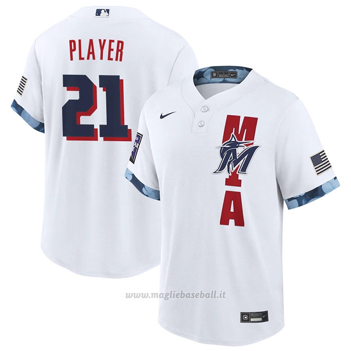 Maglia Baseball Uomo Miami Marlins Personalizzate 2021 All Star Replica Bianco